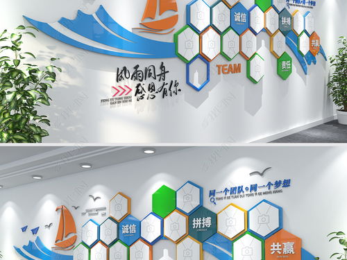 揚帆起航 創(chuàng)意藍色帆船主題企業(yè)文化墻，打造活力員工風采展示空間